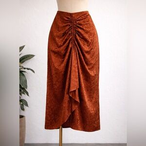 NWOT Rust Brown/ Copper Asymmetrical Midi Skirt